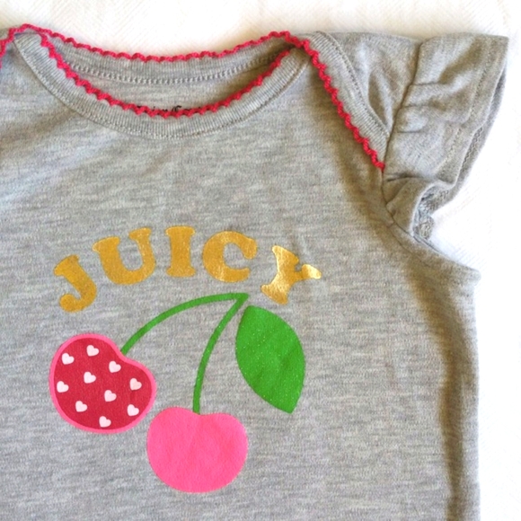 juicy couture cherry graphic flutter cap sleeve top 18 months - Picture 2 of 5